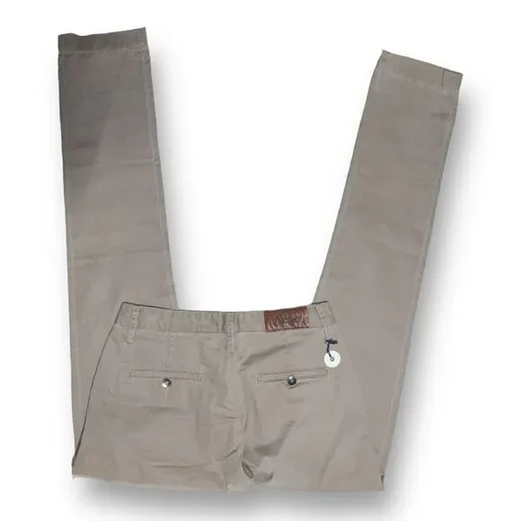 Acne Studios Beige Chino Pants Men Straight-Cut Zip Fly Pockets Contrast Waist